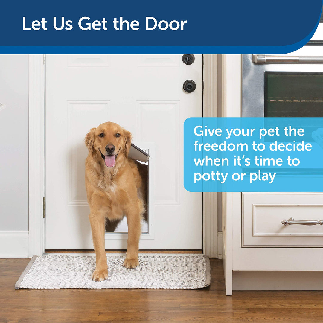 Freedom Aluminum Pet Door for Dogs and Cats, Medium, White, Tinted Vinyl Flap