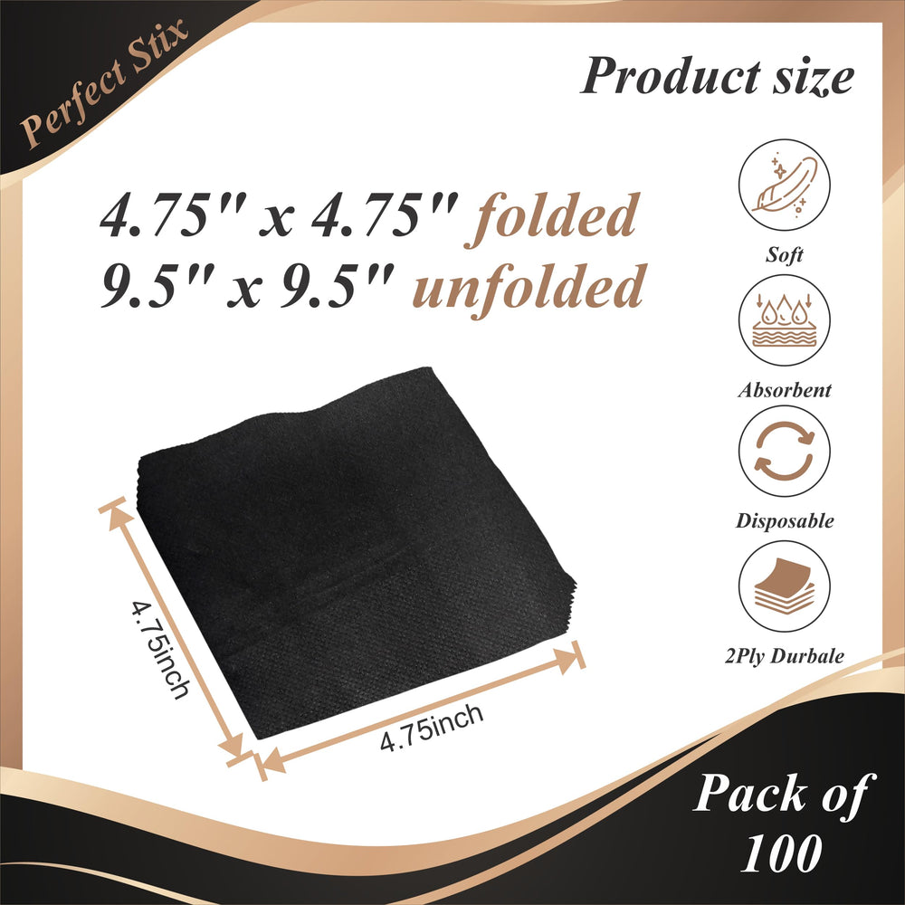 Perfect Stix - 2 Ply Black Napkin-100ct Paper Cocktail 