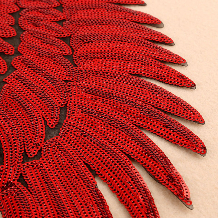 Kennedy Sequins Large Angel Wings Patches Decorative Iron on Sew on Big Patches for Jacket Jeans DIY, Red