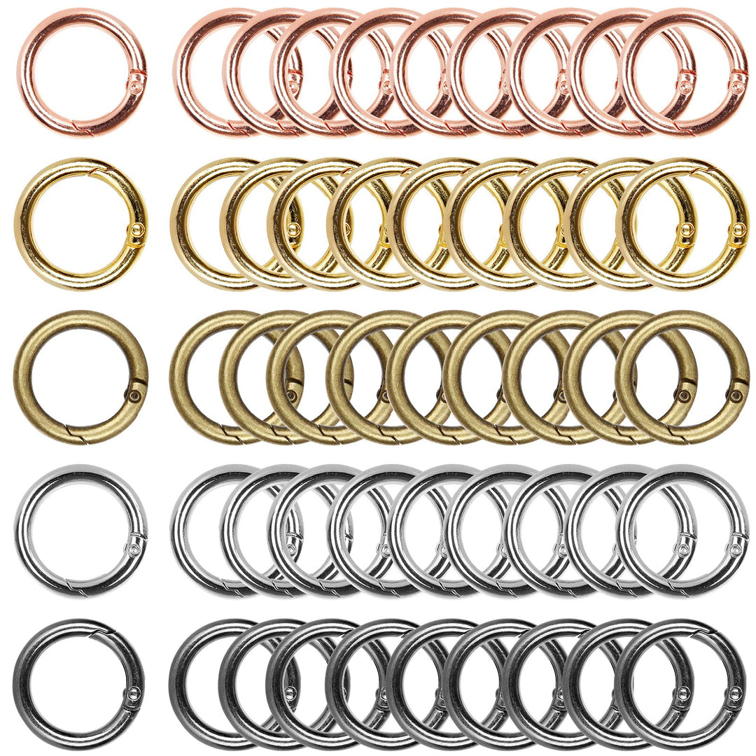 ZIQI 50Pcs Spring O Rings Round Carabiner Snap Clip, 28