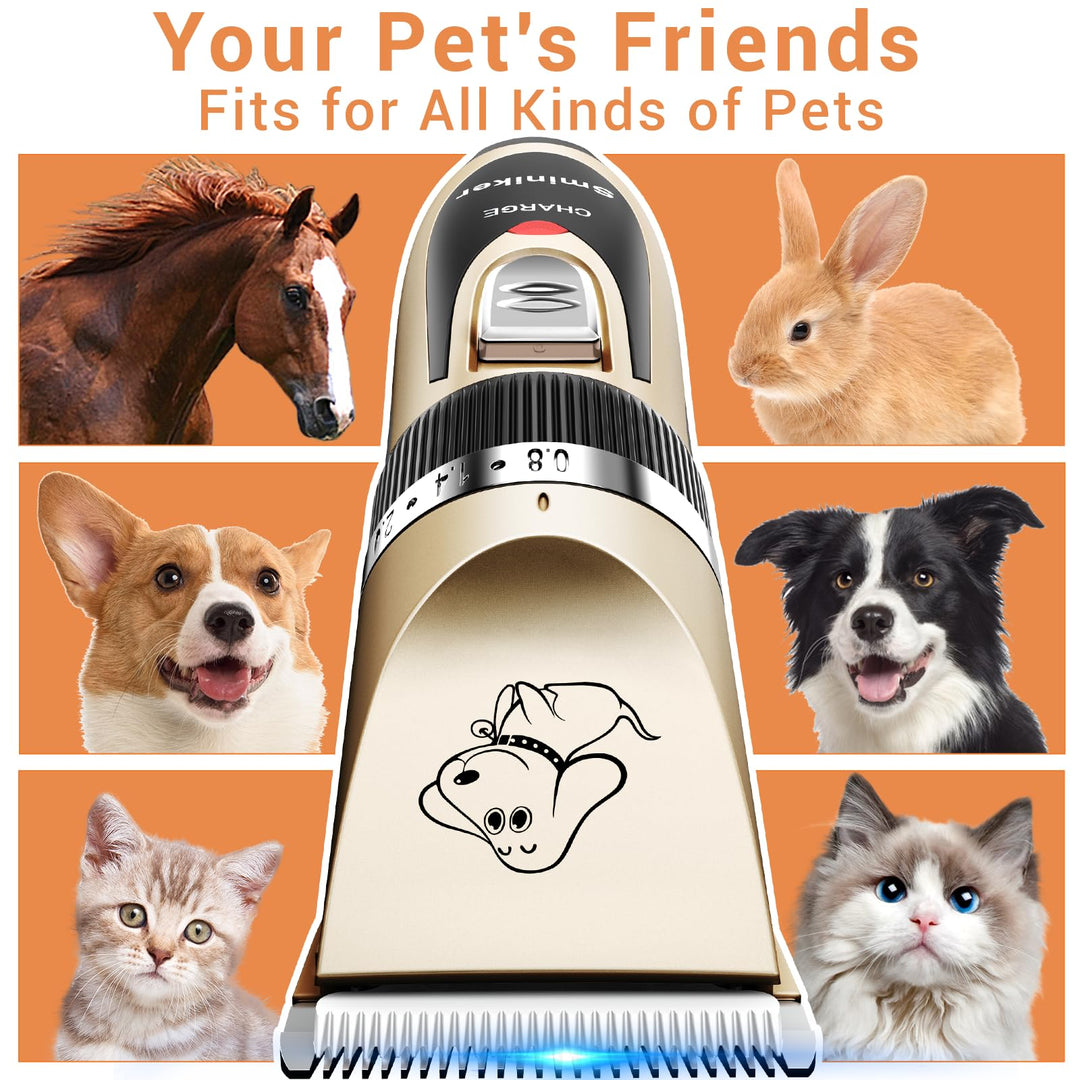 Rechargeable Cordless Dogs Cats Horse Grooming Clippers - Professional Pet Hair Clippers with Comb Guides for Dogs Cats Horses and Other House Animals Pet Grooming Kit