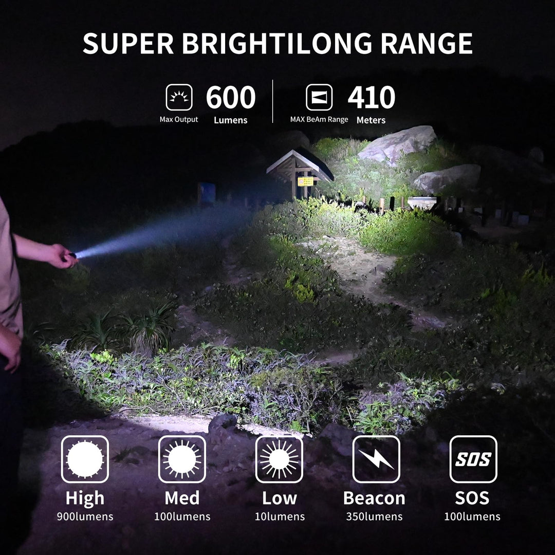WUBEN E6 Pocket Flashlight Rechargeable 900 High Lumens