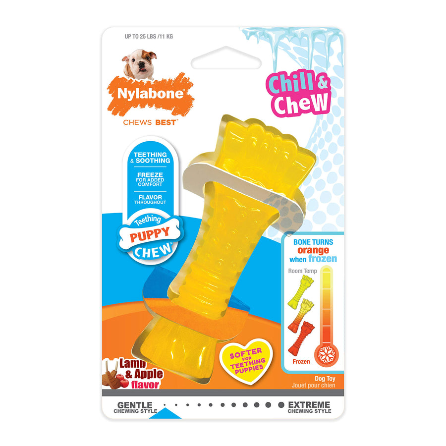 Freezer Knuckle Bone Puppy Chew Toy, Soothing Teething Toys for Puppies, Color Changing, Lamb & Apple Flavor, Small - Up to 25 lbs, 1 Count