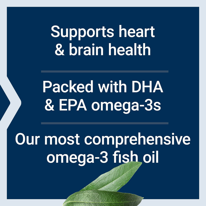 Super Omega-3 (Fish Oil) Plus EPA/DHA With Sesame Lignans, Olive Extract, Krill and Astaxanthin (Packaging May Vary), Lemon, 120 Count