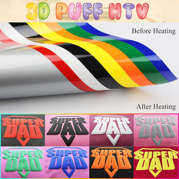 TransWonder Puff-Vinyl-Heat-Transfer - 8Pcs 3D Puff Hea