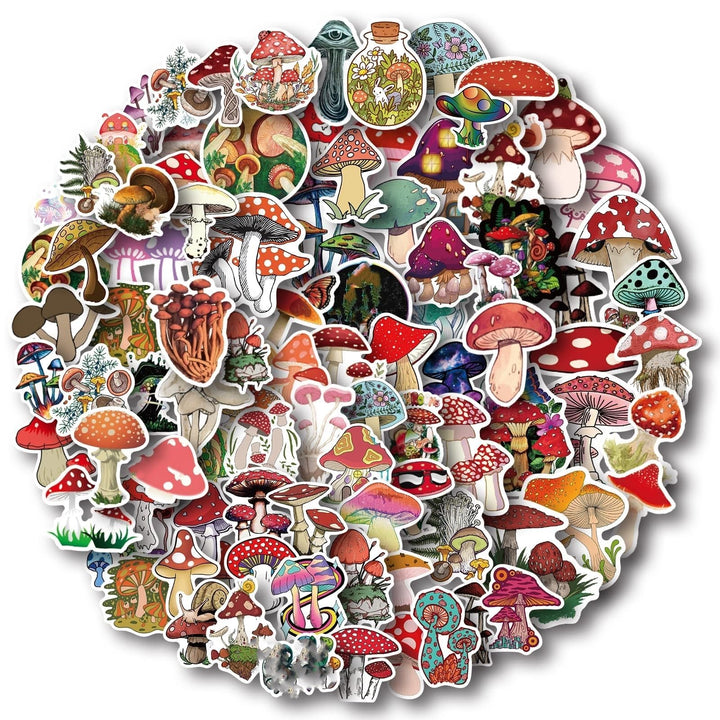 100 Pcs Aesthetic Mushroom Stickers, Waterproof Vinyl Mushroom Decor for Water Bottle, Laptop, Car, Journaling, Phone