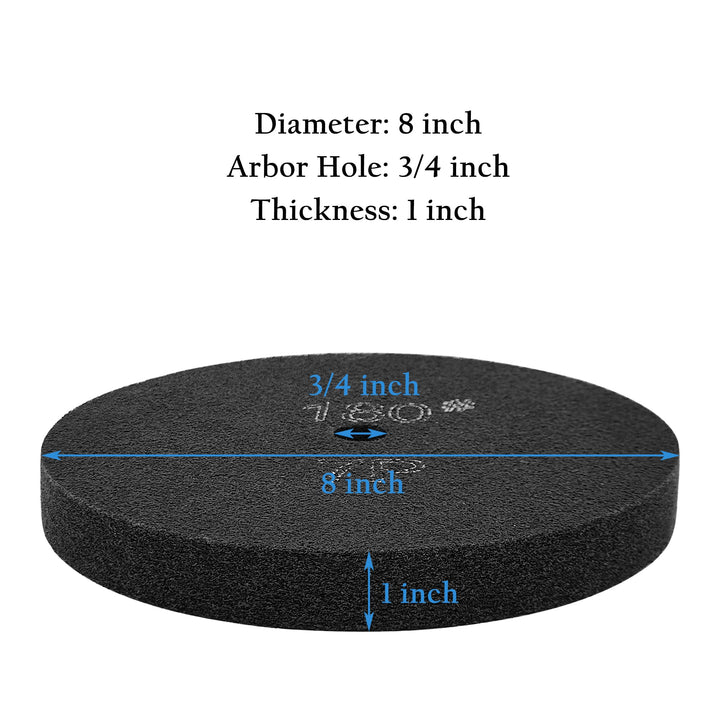 Deburring Wheel 8 Inch, 1 Wide, 3/4 Arbor, Nylon Fiber Buffing Wheel Polishing Wheel for Bench Grinder, 7P, 180 Grit