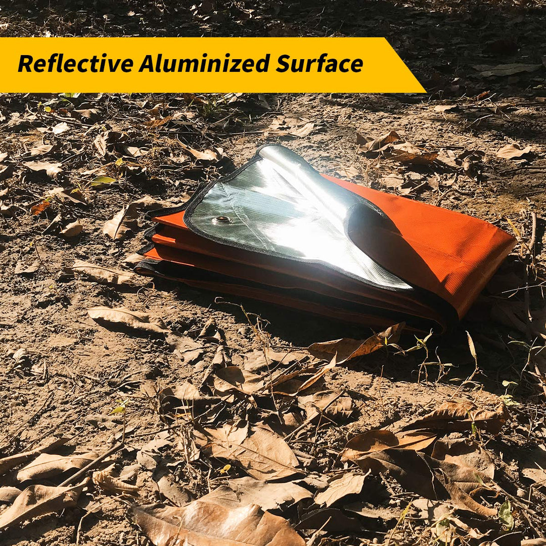 5-Layer Ultra Emergency Blanket Survival Blanket Heavy Duty Thermal Outdoor Waterproof Survival Space Blanket for Hiking, Camping, Orange