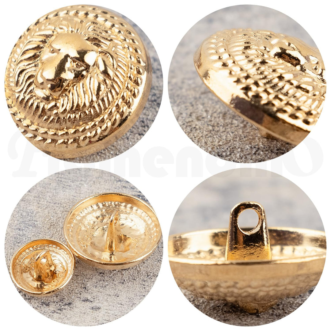 , 30 Pack Vintage Gold Lion Head Buttons Metal Blazer Button for Clothes Crafts 15mm 23mm