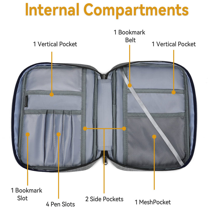 Bible Cover, Standard Size Polyester Bible Case with Internal Compartments and Zippers, Bible Cover Case for Women (Gray)