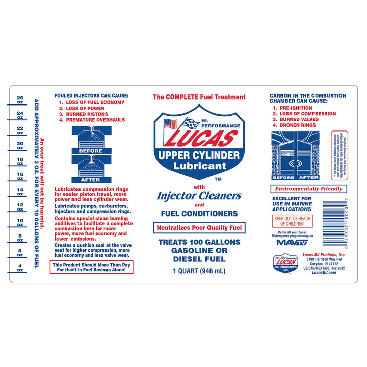 Lucas 10003 Upper Cylinder Lubrication &amp; Injector Cleaner 32 oz