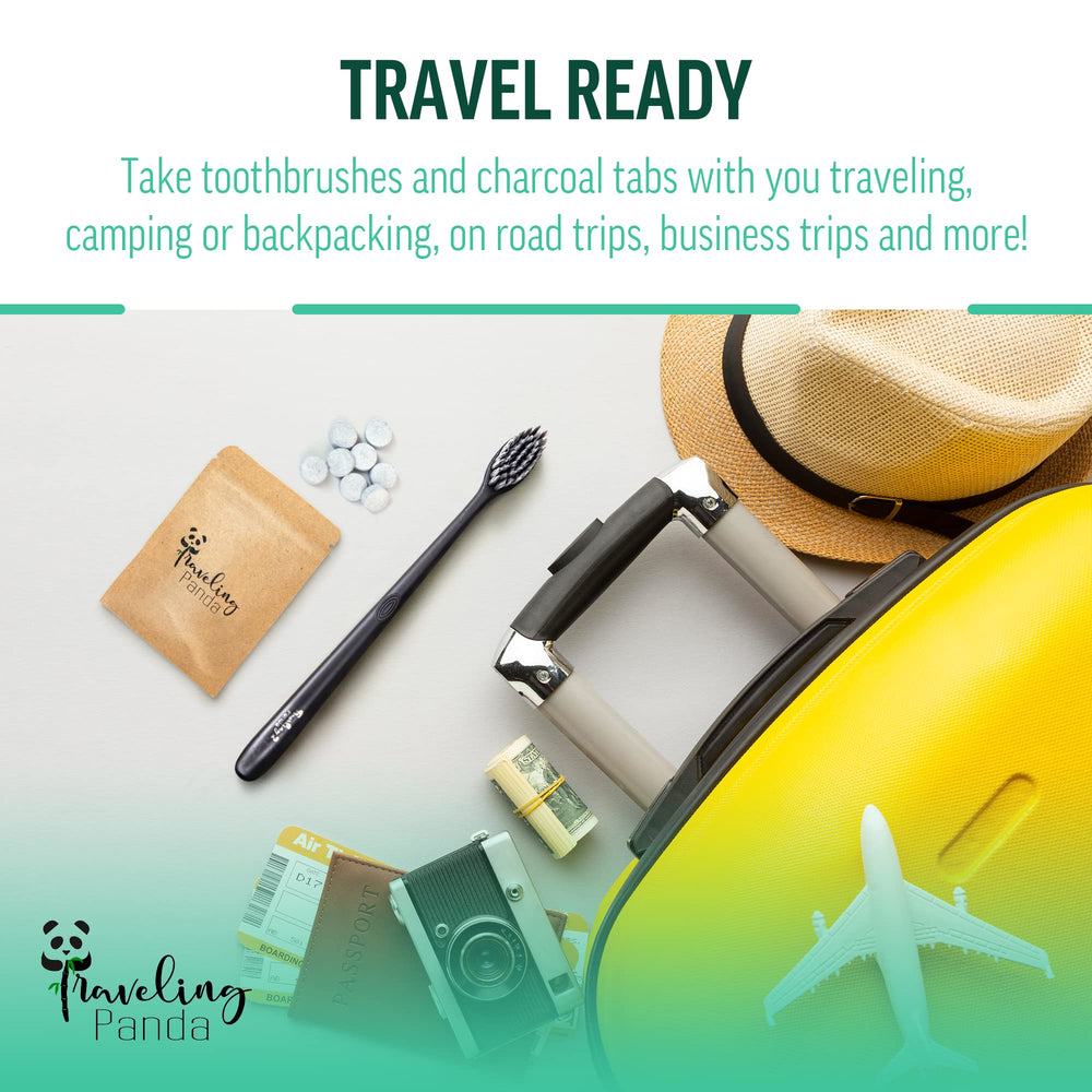 Traveling Panda Wheat Straw Toothbrushes, Charcoal Infu