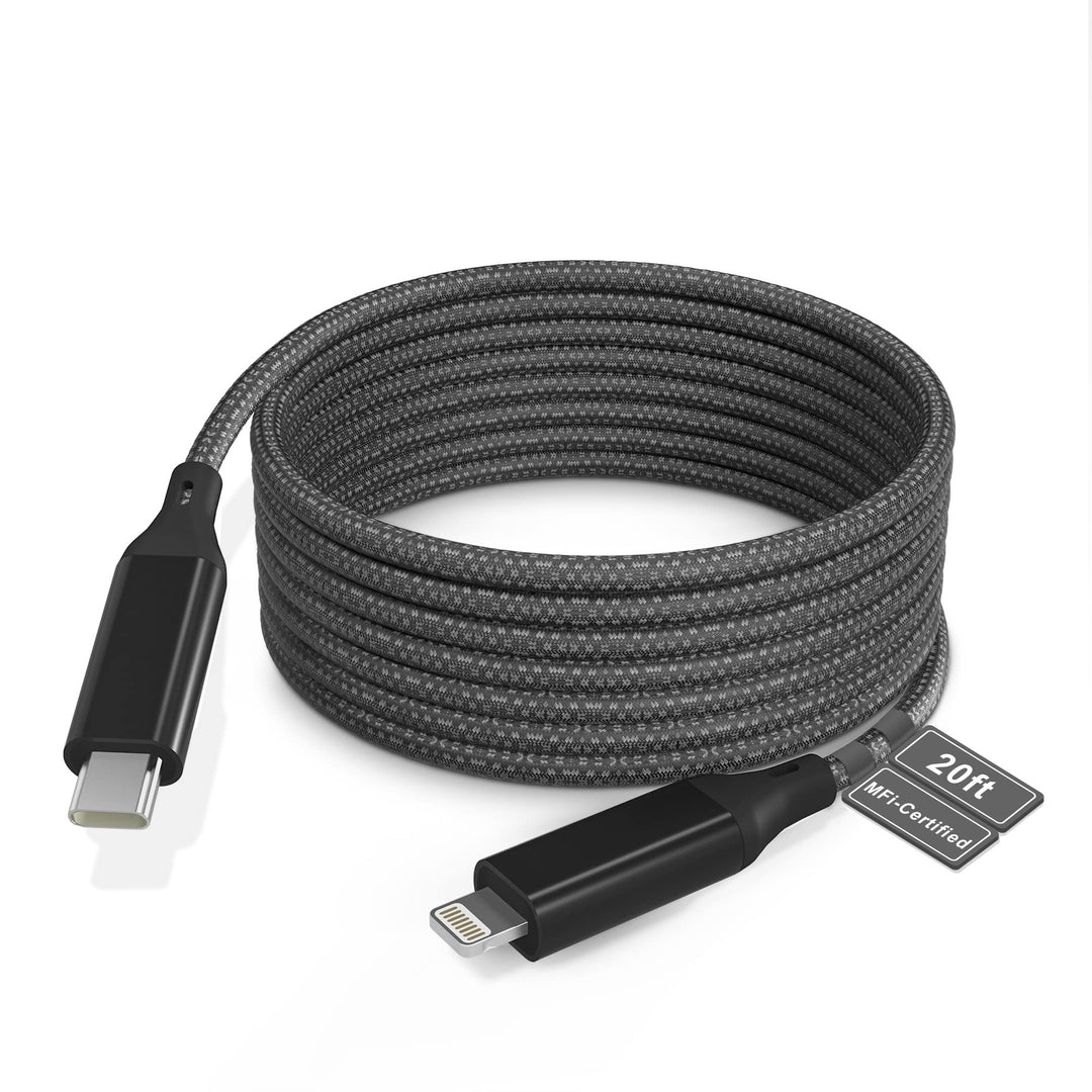 Extra Long USB C to Lightning Cable 20Ft/6M [Apple MFi Certified] iPhone Fast Charger Cable USB-C Power Delivery Fast Charging Cord 3A (max) for iPhone 13/12/11/XS/X/8