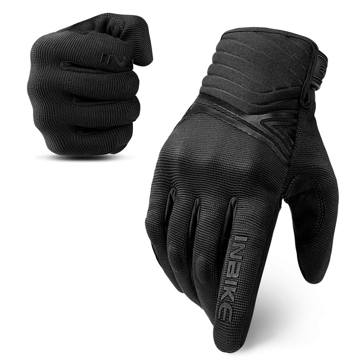 Breathable Mesh Motorcycle Gloves Touchscreen With TPR Palm Pad Hard Knuckles Black Medium