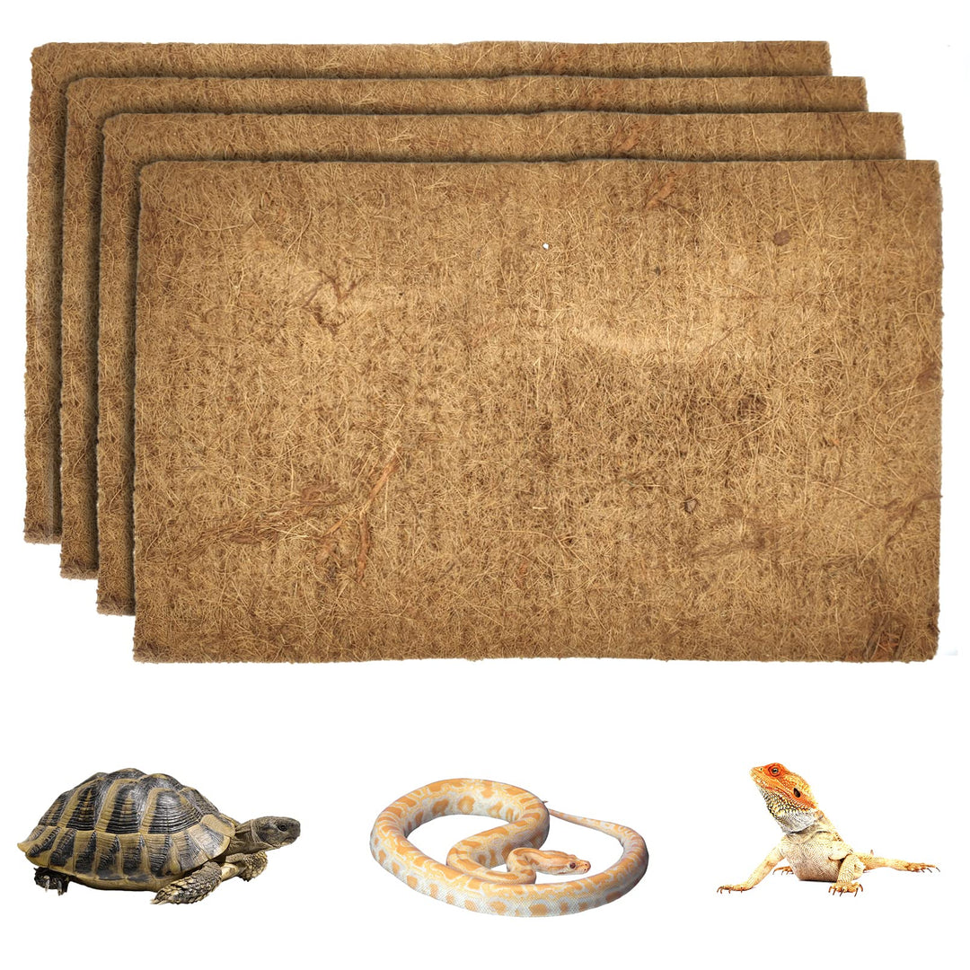 Hamiledyi Reptile Carpet Natural Coconut Fiber Tortoise Carpet Mat for Pet Terrarium Liner Reptile Supplies for Lizard Snake Chamelon Turtle Bedding Bunny Rabbit Mat (4 pcs)
