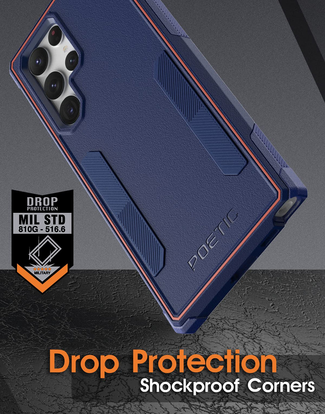 Neon Series Case Compatible with Galaxy S22 Ultra 5G 6.8 inch, Dual Layer Heavy Duty Tough Rugged Lightweight Slim Shockproof Protective Cover Case, Navy Blue