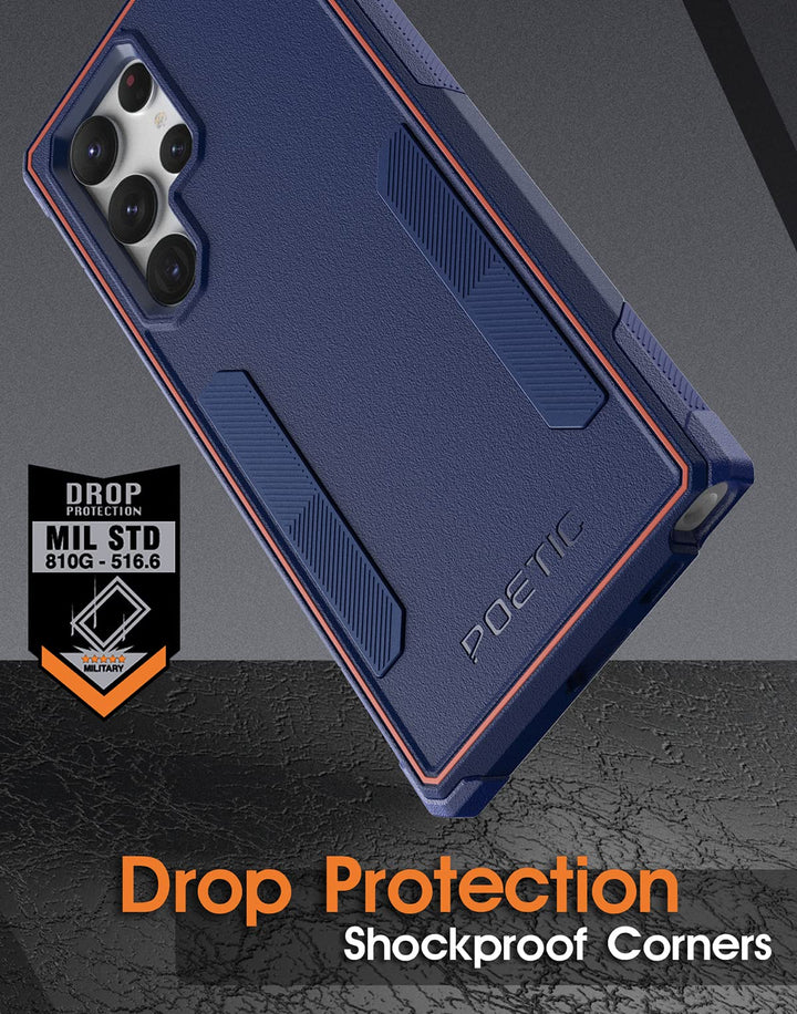 Neon Series Case Compatible with Galaxy S22 Ultra 5G 6.8 inch, Dual Layer Heavy Duty Tough Rugged Lightweight Slim Shockproof Protective Cover Case, Navy Blue