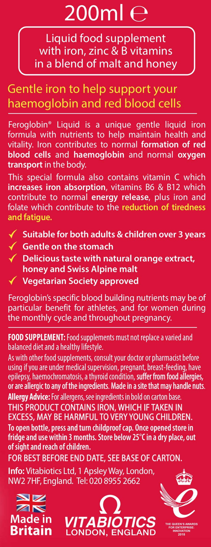 Feroglobin Gentle Iron and Nutrient Liquid - Reduce Tir