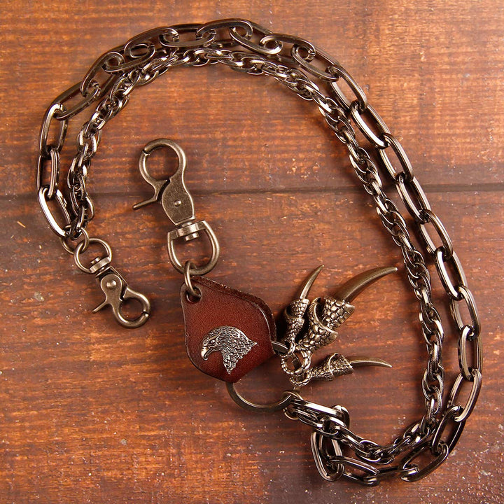 Wallet Chain For Men Fashion Hip Hop Punk Cool Hawk claw Jeans Chain,Retro Anti Theft Key Chain Pant Chain(Brown Skin Eagle Claw)