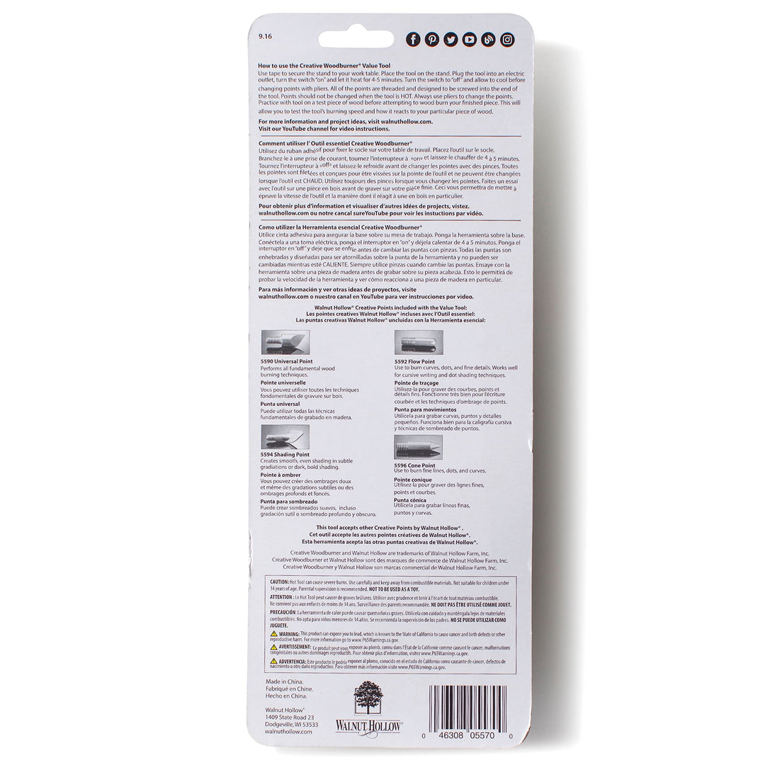 Creative Woodburner Introduction Value Tool for Beginner Wood Burning, 4 Points (Tips), Wood Burning Pen