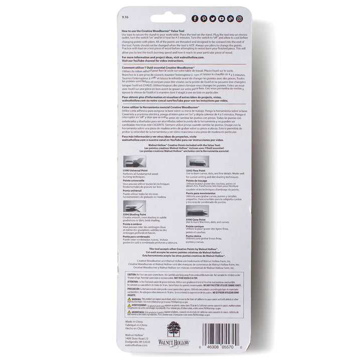 Creative Woodburner Introduction Value Tool for Beginner Wood Burning, 4 Points (Tips), Wood Burning Pen