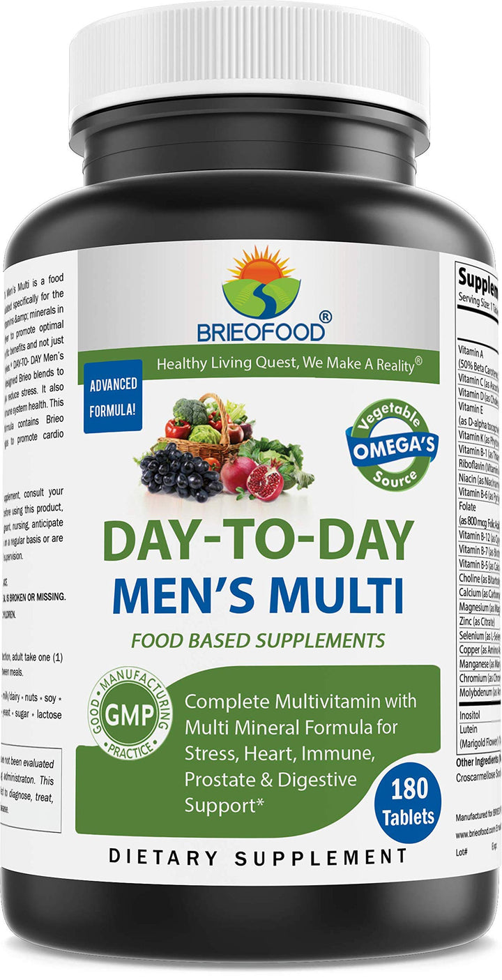 BRIOFOOD Day-to-Day Men&#39;s Multi 180 Tablets - Food Based Supplement with Vegetable Source Omegas