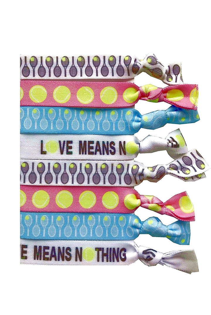 8 Piece Tennis Hair Elastic Set - Accessories for Players, Women, Girls, Coaches, Doubles Partners, High School Tennis Teams, Women&#39;s Leagues -MADE in the USA