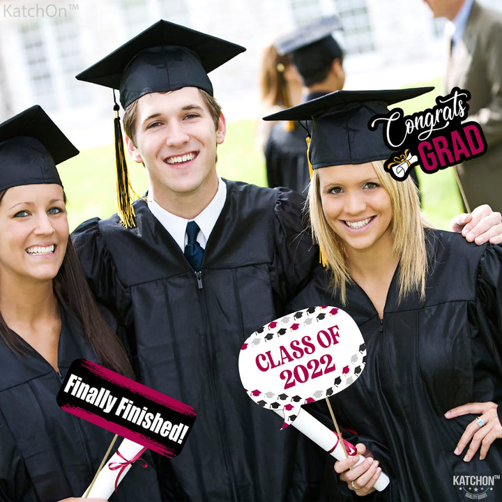 Graduation Photo Booth Props Maroon - Graduation Decorations 2019 - Graduation Party Supplies 2019 | Photo Booth Props Graduation Party Decorations | Class of 2019 Graduation Photo Props Maroon, 23 ct