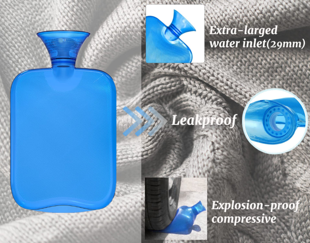 Attmu Transparent Classic Hot Water Bottle, Blue