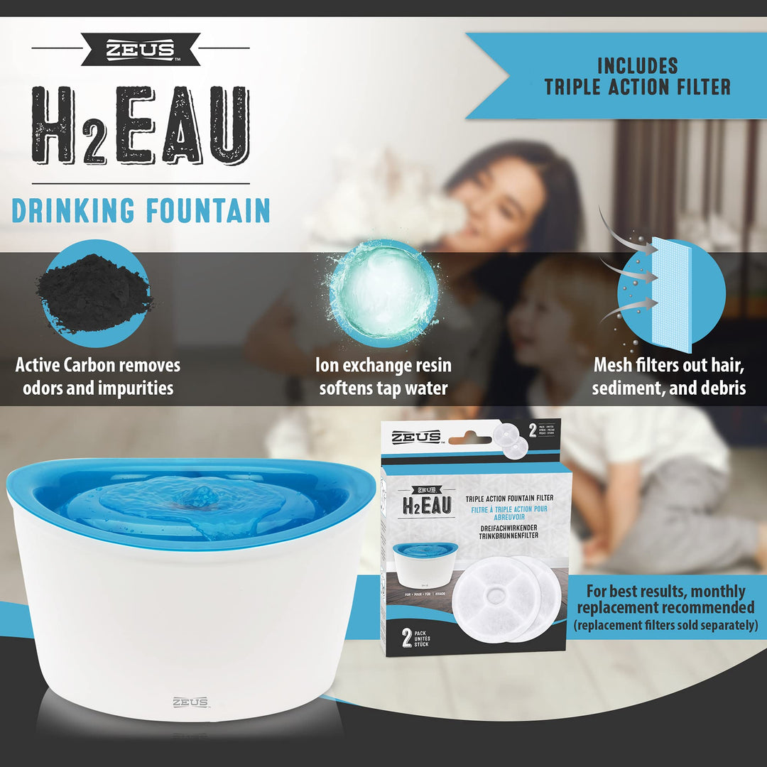 Zeus Fresh &amp; Clear Elevated Dog and Cat Water Dispenser, Large Drinking Water Fountain with Purifying Filter, 6L Capacity, 1 Count (Pack of 1)