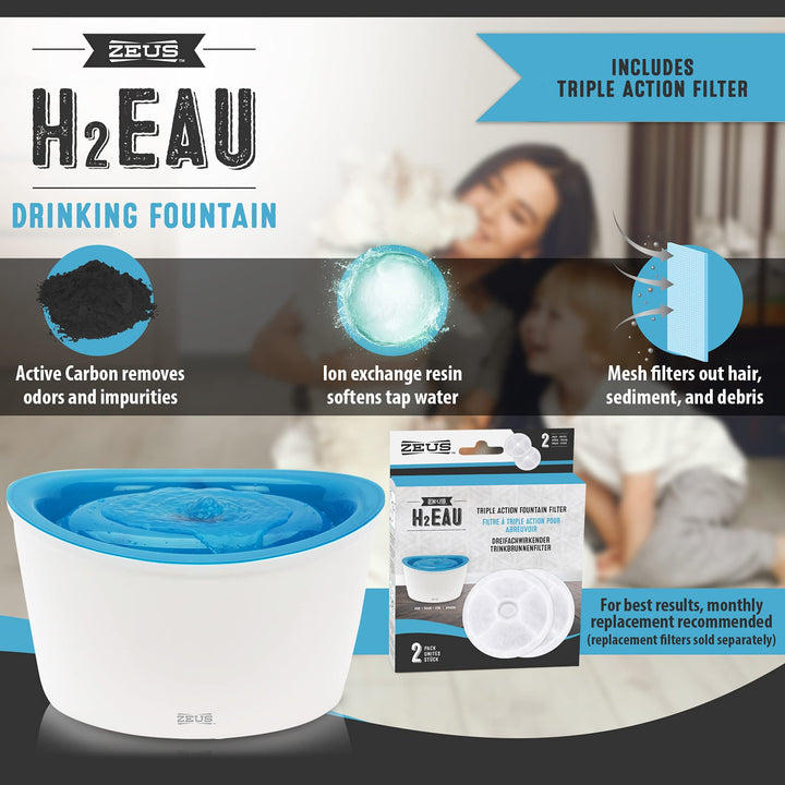Zeus Fresh &amp; Clear Elevated Dog and Cat Water Dispenser, Large Drinking Water Fountain with Purifying Filter, 6L Capacity, 1 Count (Pack of 1)