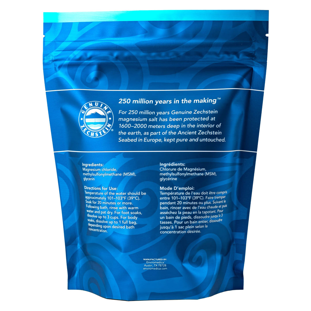 Magnesium Bath Flakes Ultra with OptiMSM - Resealable Magnesium Bag of Zechstein Chloride Alternative to Epsom Bath Salt (1.65 lb)