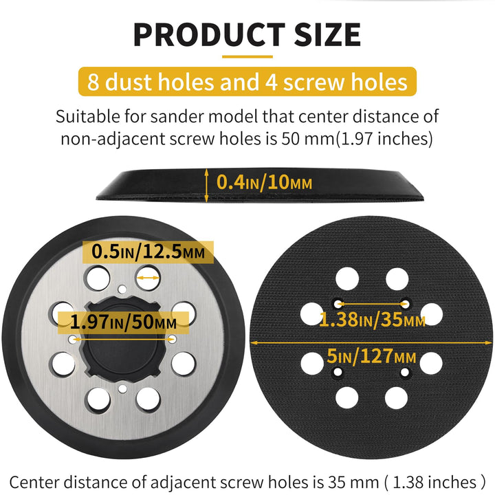 Sander Pad for Dewalt, 5 8 Hole Hook and Loop Orbital Sander Metal Pad Replacement for DeWalt DWE6421 6421K DWE6423 6423K DCW210B (4 Screw Holes Sanding Part for DeWalt DWE64233 &amp; N329079)