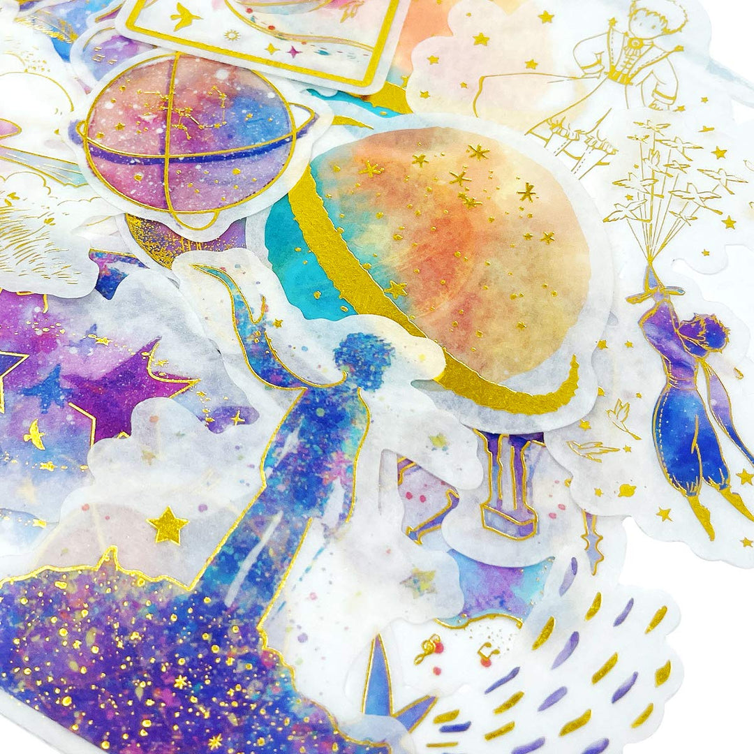 Decorative Scrapbooking Washi Stickers, DIY Crafts for Stationery, Diary, Card Making (60 pcs), Gold Foil 1 (Celestial)