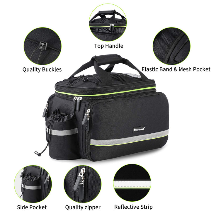 Bike Rear Pannier Bag Waterproof, 35L Large Capacity Multi-Function Bicycle Rack Rear Carrier Bag, Detachable Bike Tail Seat Trunk Bag Handbag Shoulder Strap Bike Storage Bag