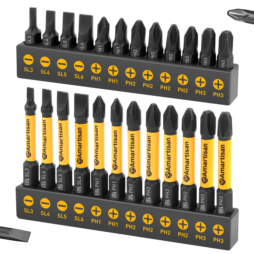 24-piece Screwdriver Bit Set | Magnetic Slotted Phillips driver bit set | S2 Steel, long 1 and 2.3 Head Drill Bits Set