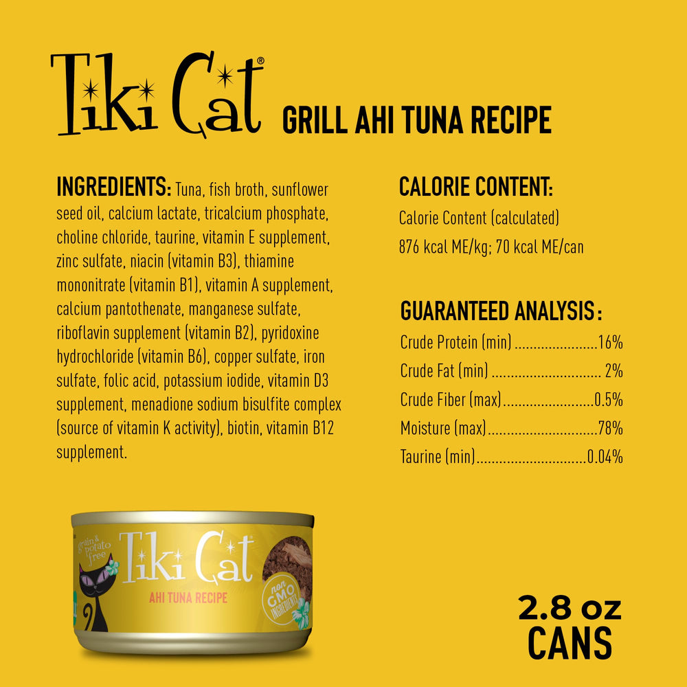 TIKI Cat Canned Food for Cats, Hawaii Grill Ahi Recipe (Pack of 12 2.8-Ounce Cans)