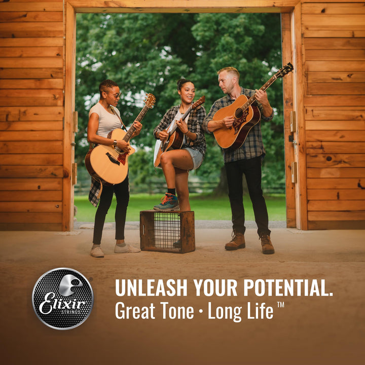Strings, Acoustic Guitar Strings, Phosphor Bronze with NANOWEB Coating, Longest-Lasting Rich and Full Tone with Comfortable Feel, 6 String Set, Light 12-53