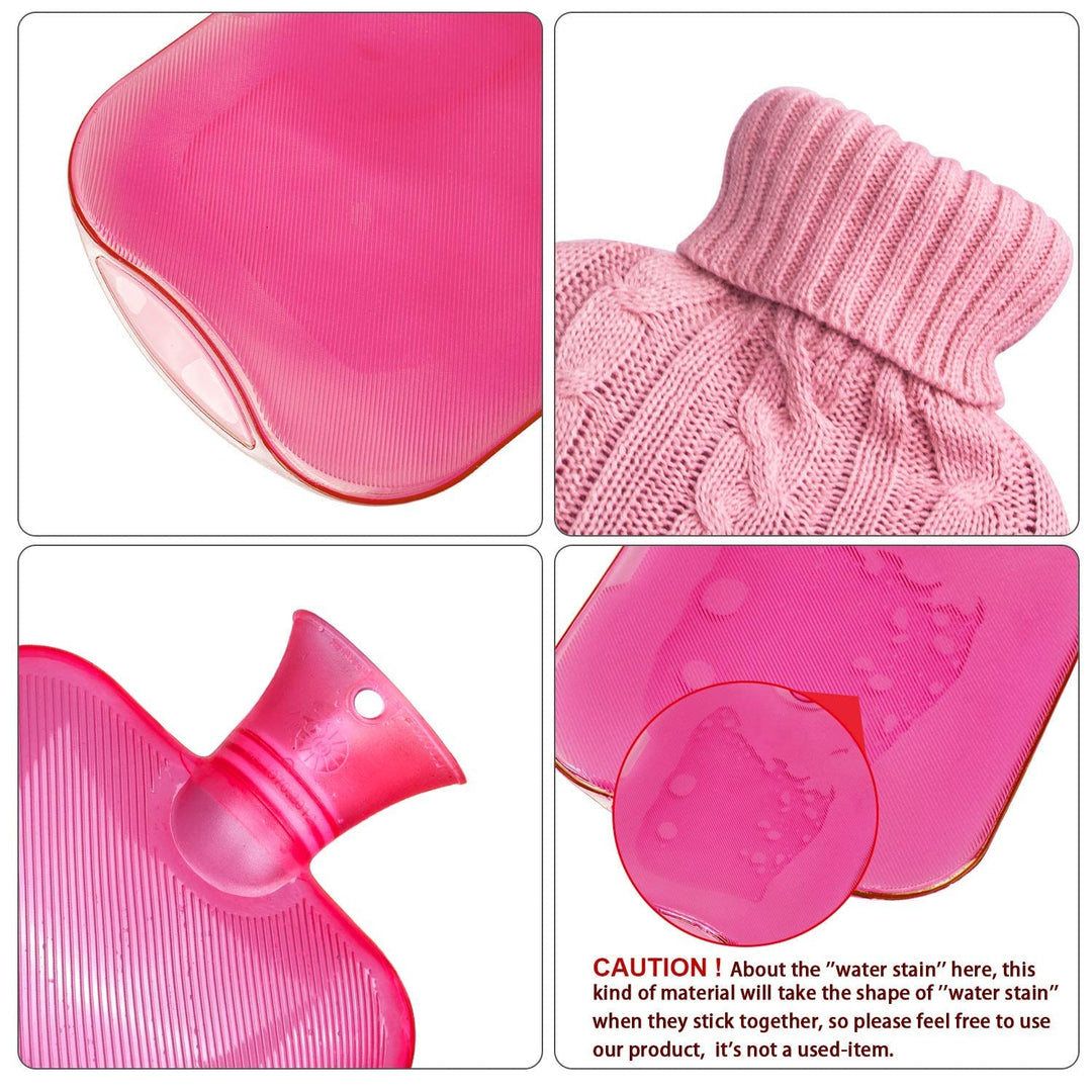 Attmu Premium Classic Rubber Hot Water Bottle, Transpar
