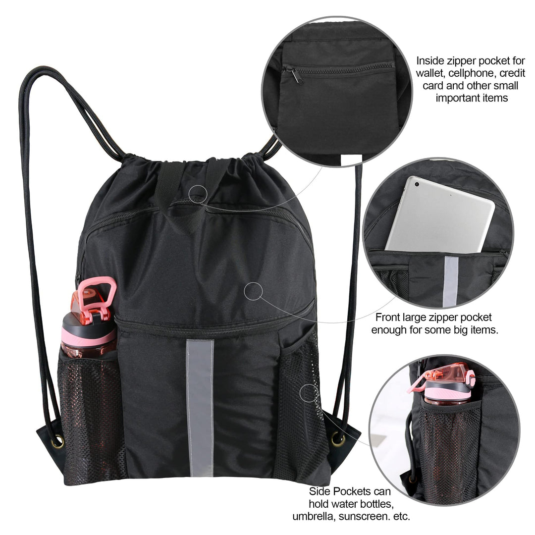 BeeGreen Drawstring Backpack Bag with Shoe Compartment,