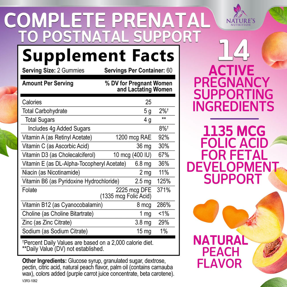 Prenatal Gummy with Folic Acid, Prenatal Vitamins and M