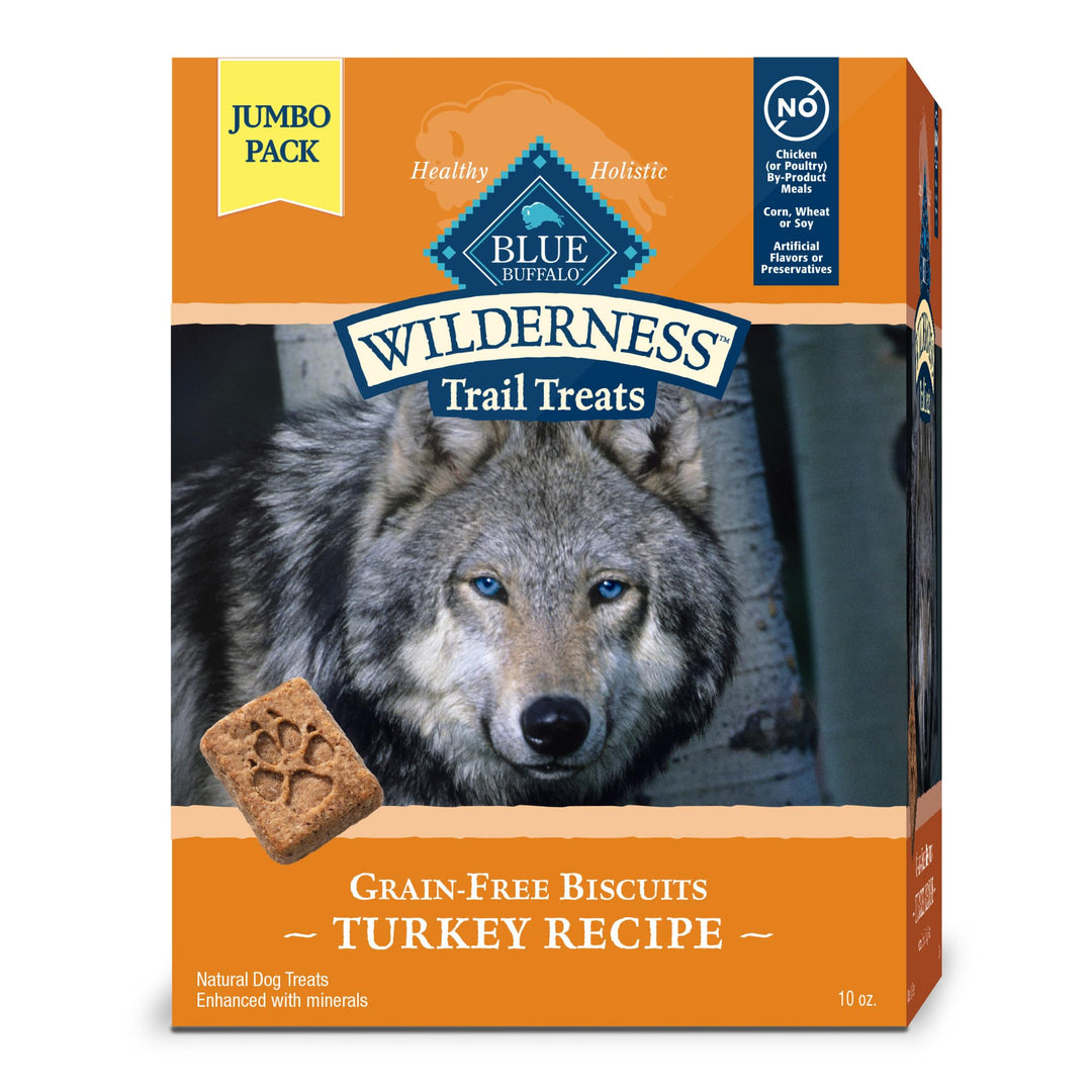 Wilderness Trail Treats High Protein Grain Free Dog Biscuits Crunchy Dog Treats, Turkey Recipe, 10-oz Bag