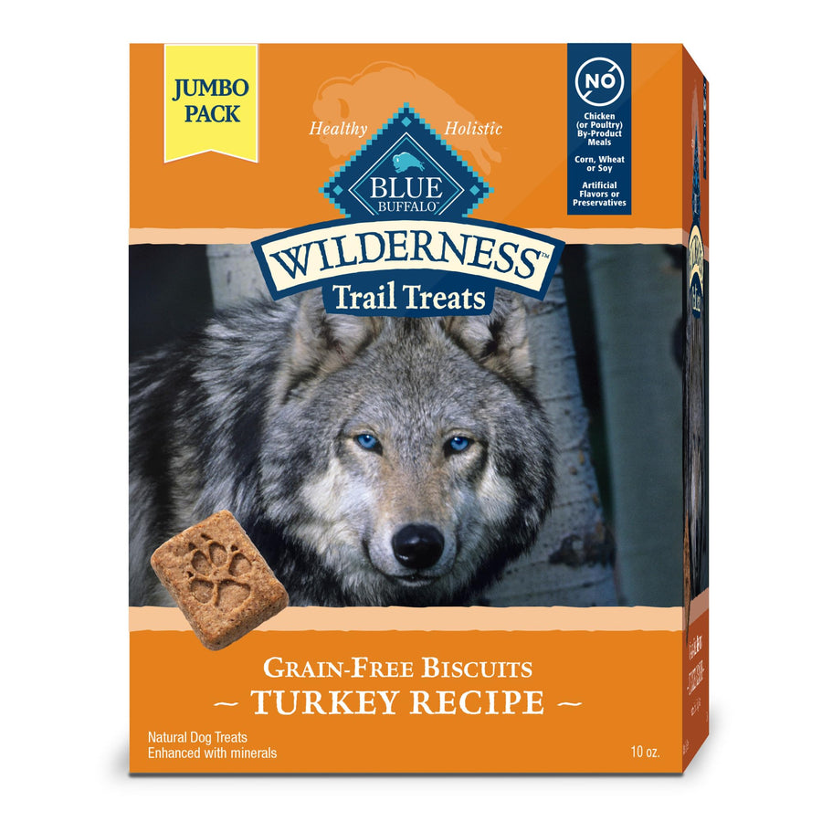 Wilderness Trail Treats High Protein Grain Free Dog Biscuits Crunchy Dog Treats, Turkey Recipe, 10-oz Bag