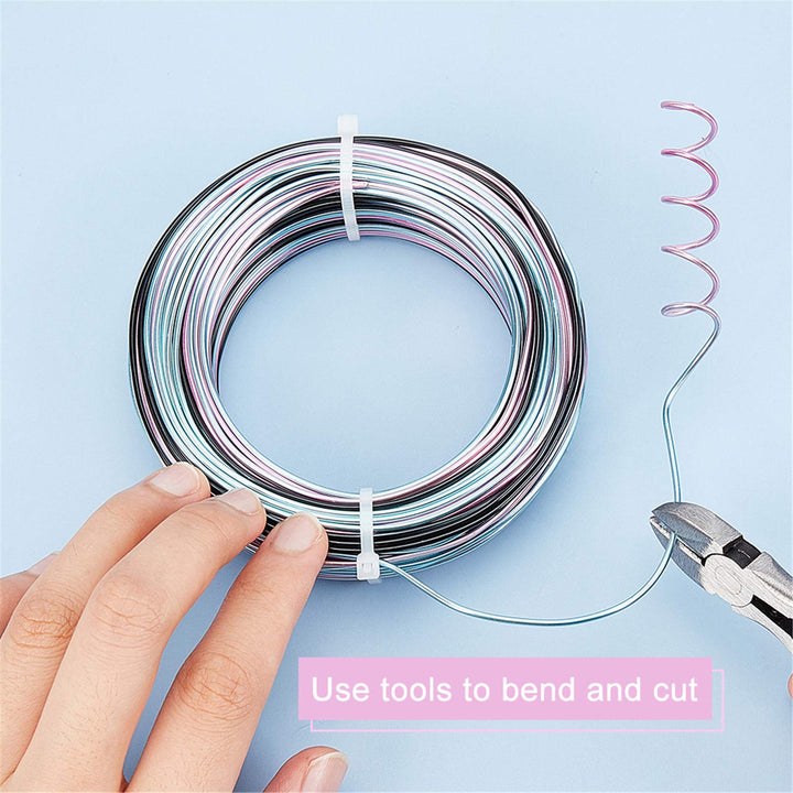 Multicolor Jewelry Craft Wire Gradient Color Aluminum Wire (15 Gauge, 136 Feet) Bendable Metal Wire with Storage Box for Jewelry Beading Craft Project - Black, Blue, Pink