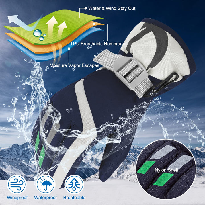 Kids Snow Gloves Waterproof,Kids Winter Gloves for Skiing,Snow Gloves for Toddler Boys Girls 1-5Years Old