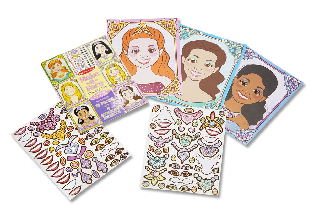 Make-a-Face Sticker Pad: Sparkling Princesses - 15 Faces, 4 Sticker Sheets