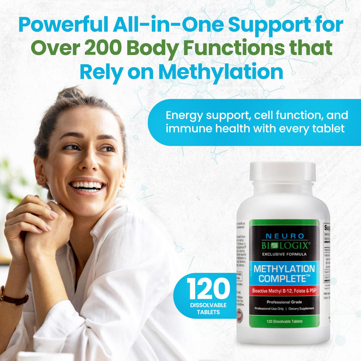 Methylation Complete in Fast-Dissolving Tablets - Methylated B Complex Vitamins to Aid Over 200 Body Processes - Supports Energy, Cell Function &amp; Immunity - Enhanced Absorption with B12, B6 &amp; Folate