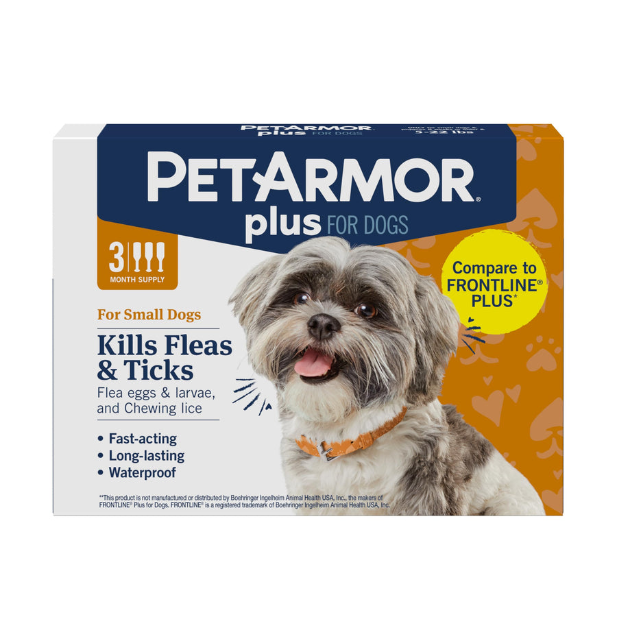 Plus Flea and Tick Prevention for Dogs, Dog Flea and Tick Treatment, 3 Doses, Waterproof Topical, Fast Acting, Small Dogs (5-22 lbs)
