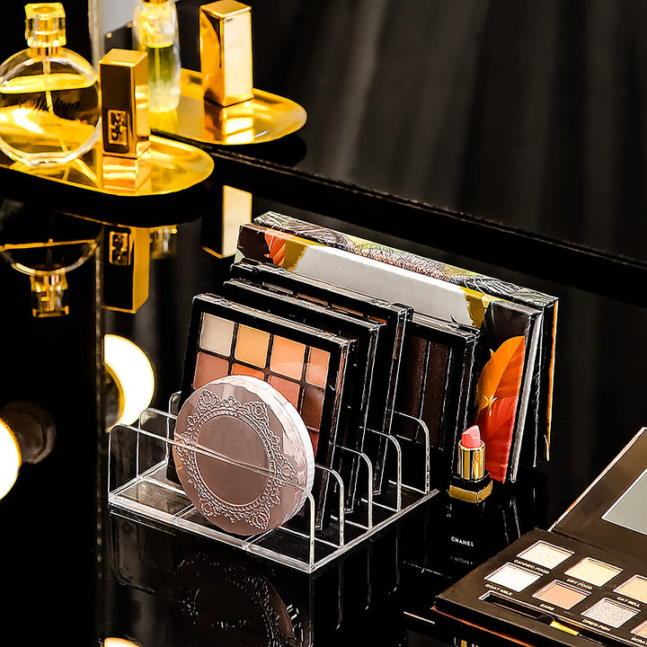 Eyeshadow Palette Makeup Organizer, Acrylic 7-Section Divided Make up Organizers and storage for Bathroom Vanity Countertop, Transparent, L