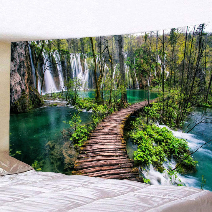 Green Nature Landscape Tapestry Rainforest Tapestry Wat